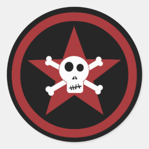 Rond Sticker classique crâne et étoile