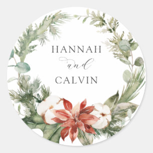 Rond Sticker classique de mariage d'hiver