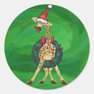 Rond Sticker classique de Noël de la Giraffe
