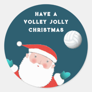 Rond Sticker classique de Noël de volleyball