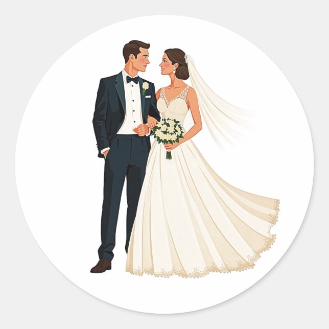 Rond Sticker classique en couple Mariage (Devant)