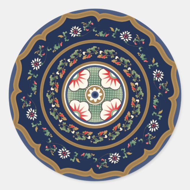 Rond Sticker classique Motif Mah Jongg (Devant)