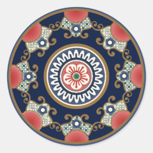 Rond Sticker classique Motif Mah Jongg