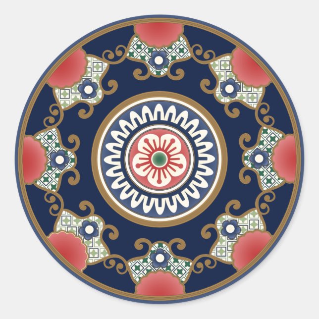 Rond Sticker classique Motif Mah Jongg (Devant)