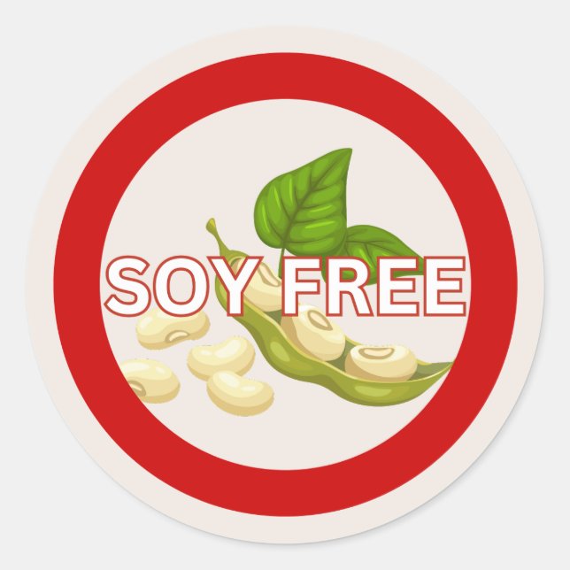 Rond Sticker classique Soy Free Food Allergy Alert (Devant)