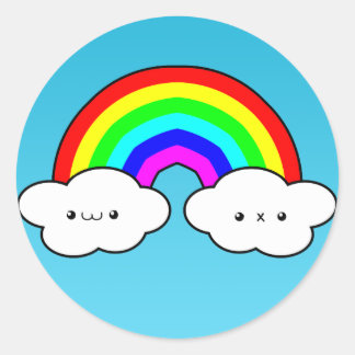 Rond Sticker Cloud Arc-en-ciel