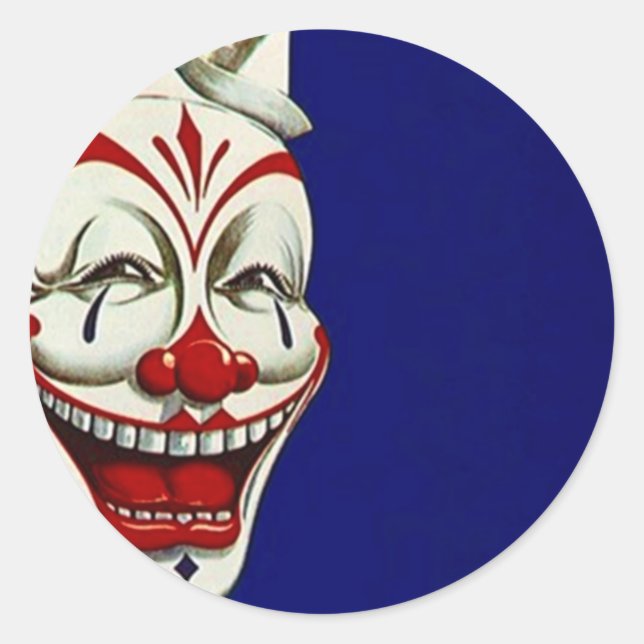 Rond Sticker Clown Peint Visage amusant Joyeux Expressi (Devant)