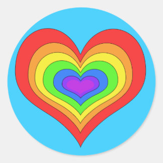 Rond Sticker Coeur arc-en-ciel