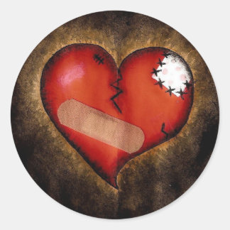 Rond Sticker Coeur cassé
