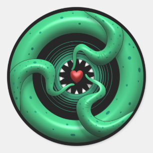 Rond Sticker Coeur Cthulhu