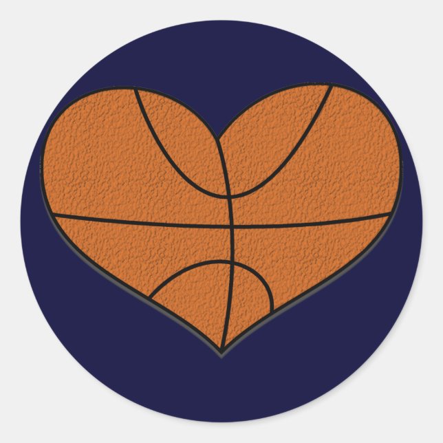Rond Sticker Coeur de basket-ball (Devant)