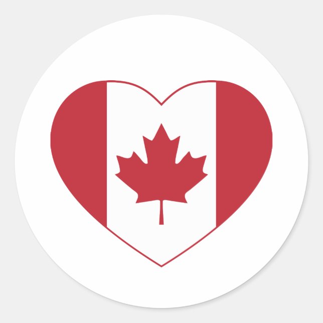 Rond Sticker Coeur du drapeau du Canada (Devant)
