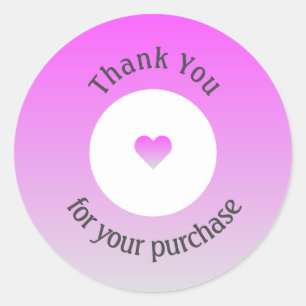Rond Sticker Coeur Merci d'affaires rose pâle
