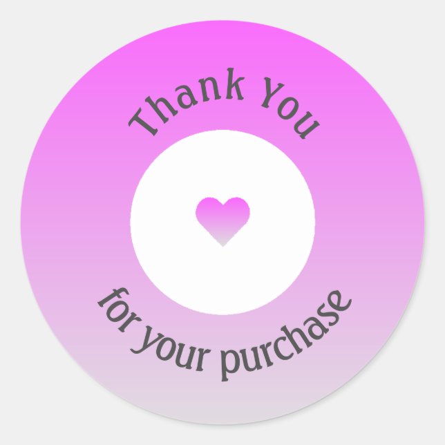 Rond Sticker Coeur Merci d'affaires rose pâle (Devant)