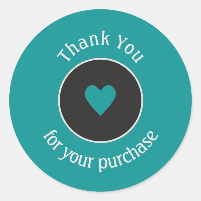 Rond Sticker Coeur Merci d'affaires Turquoise Bleu (Devant)