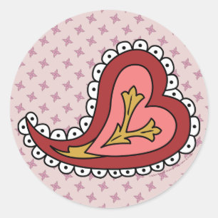 Rond Sticker Coeur Paisley