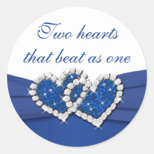 Rond Sticker Coeur Royal Bleu et Blanc
