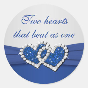 Rond Sticker Coeur Royal Blue et Argent