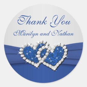 Rond Sticker Coeur Royal Blue et Argent
