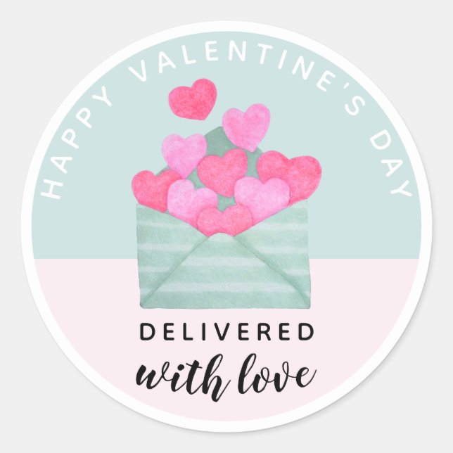Rond Sticker Coeurs Enveloppe Saint-Valentin (Devant)