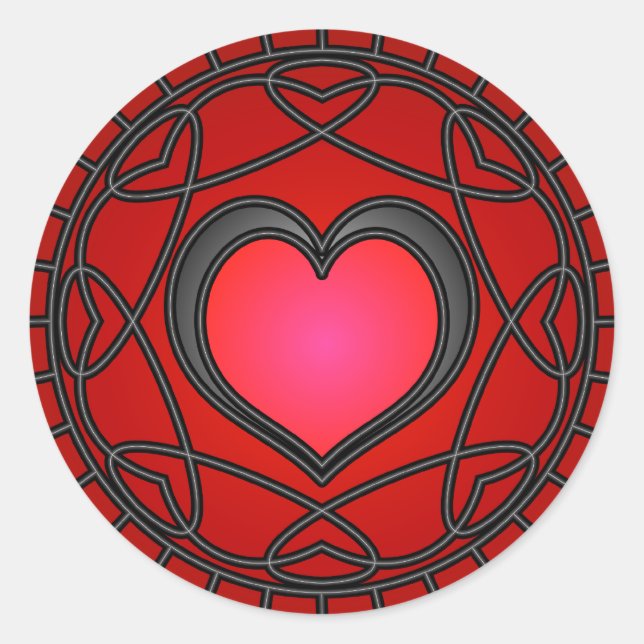 Rond Sticker Coeurs et Flèches Noirs/Rouges (Devant)