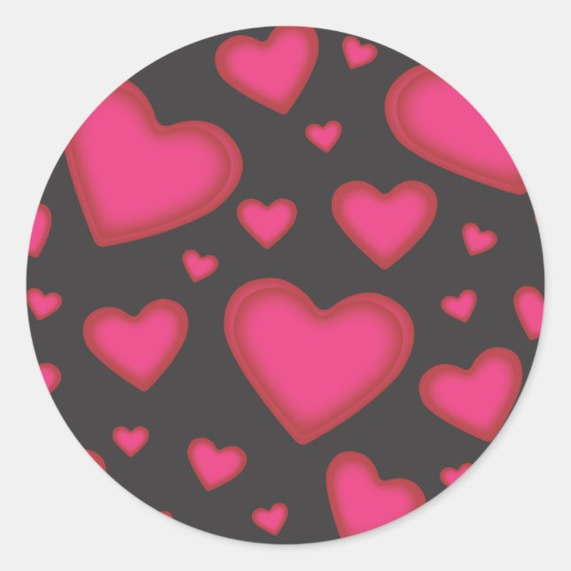 Rond Sticker Coeurs Valentin rose (Devant)