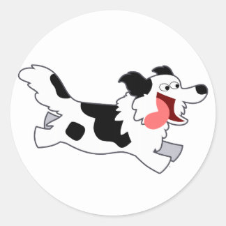 Rond Sticker Collie Bordure Cartoon Couture