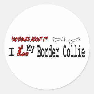 Rond Sticker Collie Bordure (I Love)