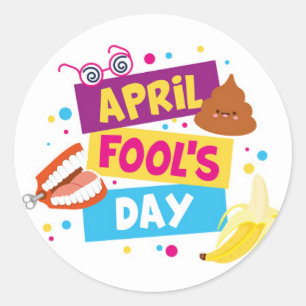 Rond Sticker coloré April Fools Day 
