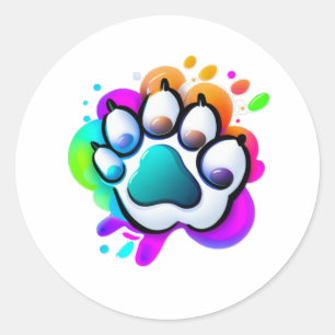 Rond Sticker coloré Emoji Paws