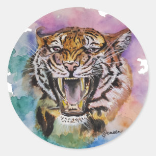 Rond Sticker coloré en aquarelle