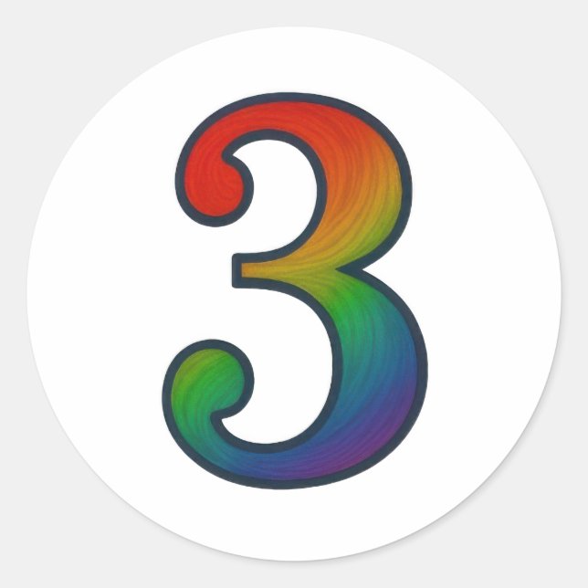 Rond Sticker coloré numéro trois (Devant)