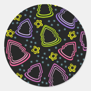Rond Sticker coloré Sketchy Christmas Trees