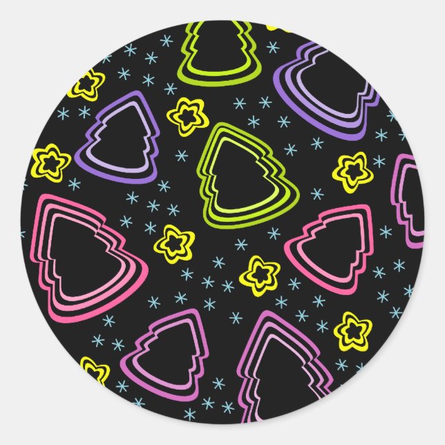 Rond Sticker coloré Sketchy Christmas Trees (Devant)