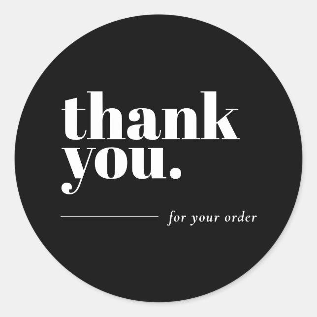 Rond Sticker commercial minimal en Merci noir clair (Devant)