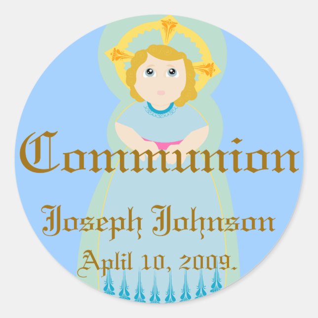 Rond Sticker Communion Personnaliser (Devant)