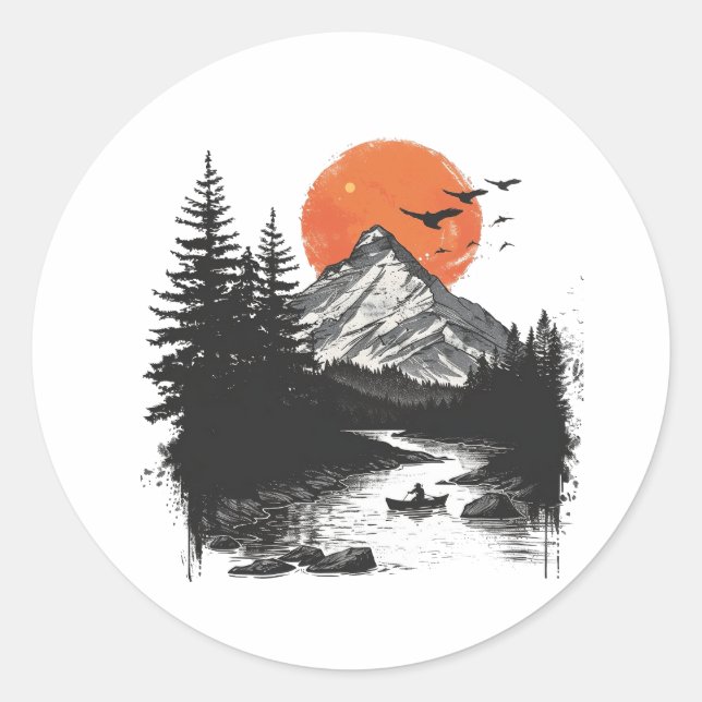 Rond Sticker : - Conception pacifique Nature Round Stik (Devant)