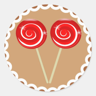 Rond Sticker Cookie de Noël Peppermenthe Lollipop