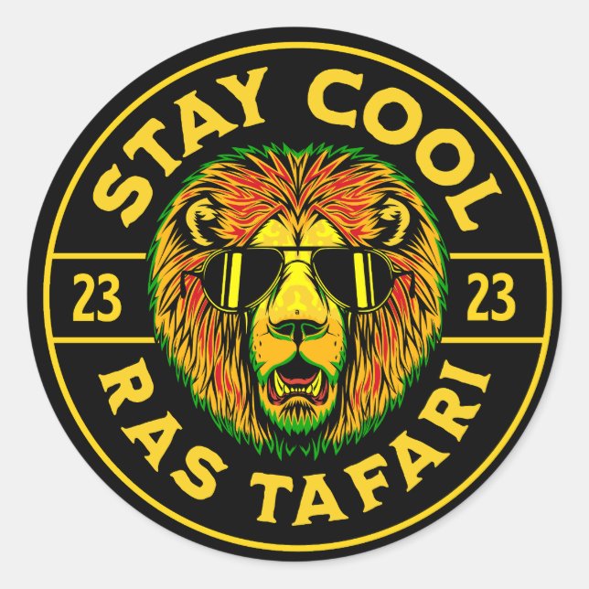 Rond Sticker Cool Bouton Ras Tafari (Devant)
