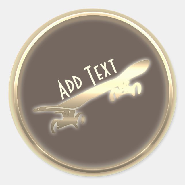 Rond Sticker cool de Skateboard Gold Personnalisé (Devant)