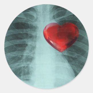 Rond Sticker Coque de coeur Xray