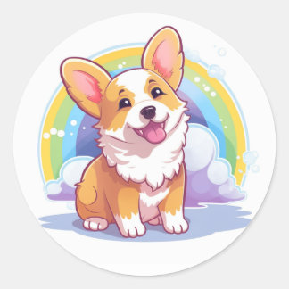 Rond Sticker Corgi souriant