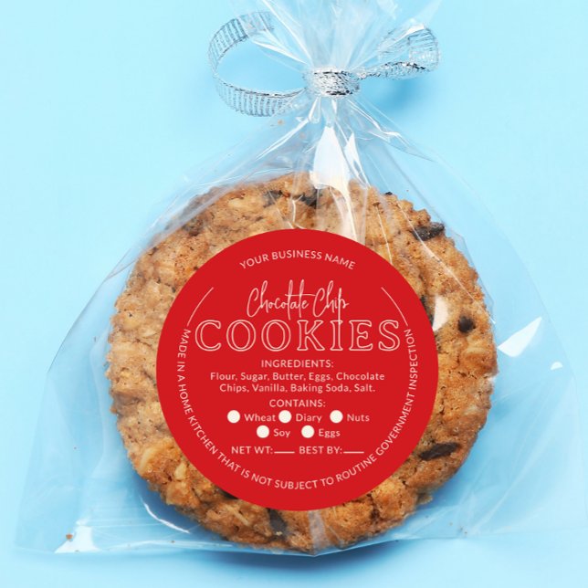 Rond Sticker Cottage Cookies à Chip Rouge (Créateur téléchargé)