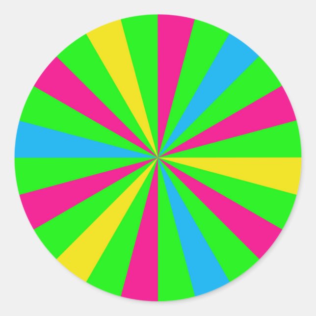 Rond Sticker couleur de néon amusant Sunburst (Devant)