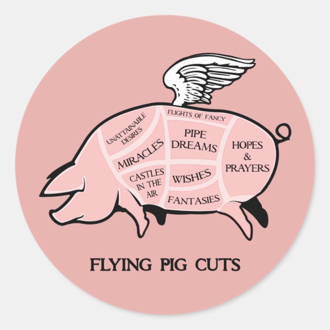 Rond Sticker Coupe Pig Flying (Devant)