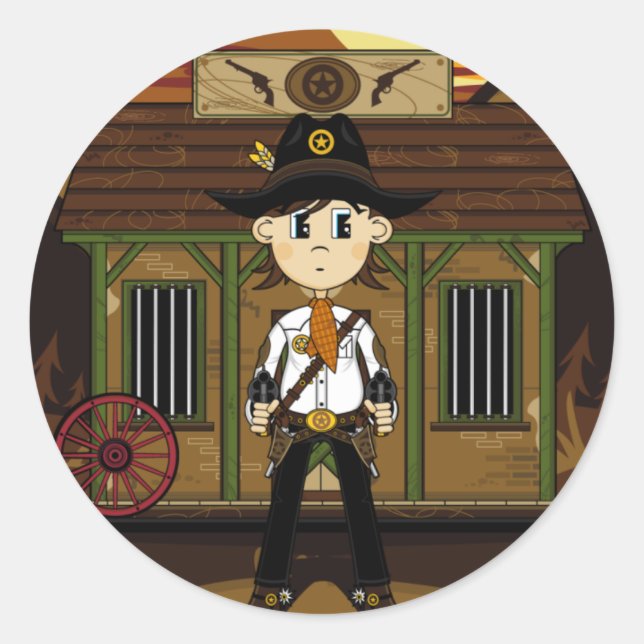 Rond Sticker Cowboy Sheriff à la prison (Devant)