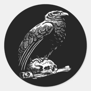 Rond Sticker crâne corbeau