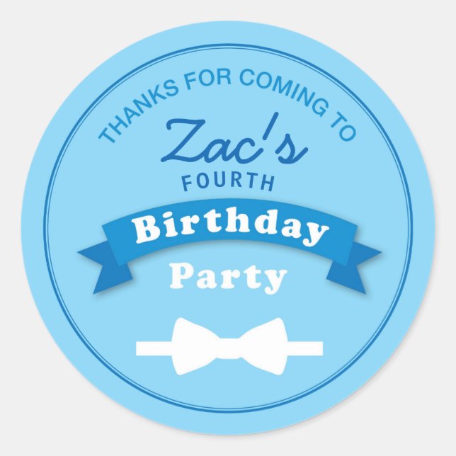 Rond Sticker Cravate d'anniversaire de la fête de Merci (Devant)