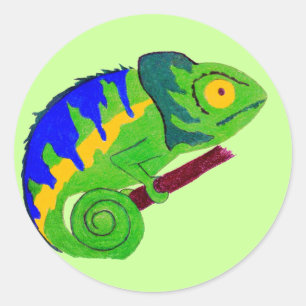 Rond Sticker Crazy Chameleon