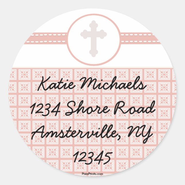 Rond Sticker croisé Carré rose (Devant)